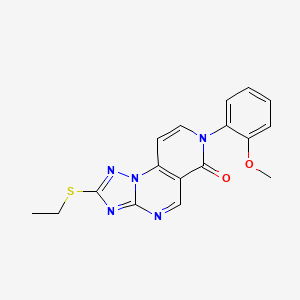 4-Ethylsulfanyl-11-(2-methoxyphenyl)-2,3,5,7,11-pentazatricyclo[7.4.0.02,6]trideca-1(9),3,5,7,12-pentaen-10-one