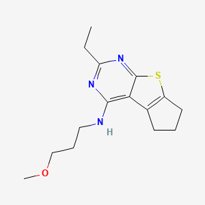 molecular formula C15H21N3OS B4497914 2-ethyl-N-(3-methoxypropyl)-6,7-dihydro-5H-cyclopenta[4,5]thieno[2,3-d]pyrimidin-4-amine 