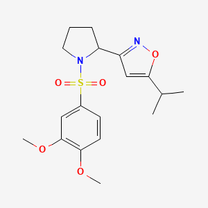 molecular formula C18H24N2O5S B4497922 3-{1-[(3,4-dimethoxyphenyl)sulfonyl]-2-pyrrolidinyl}-5-isopropylisoxazole 