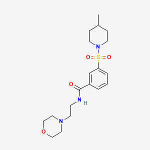 molecular formula C19H29N3O4S B4497958 3-[(4-methylpiperidin-1-yl)sulfonyl]-N-[2-(morpholin-4-yl)ethyl]benzamide 