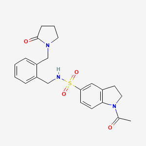 molecular formula C22H25N3O4S B4498003 1-ACETYL-N-({2-[(2-OXOPYRROLIDIN-1-YL)METHYL]PHENYL}METHYL)-2,3-DIHYDRO-1H-INDOLE-5-SULFONAMIDE 