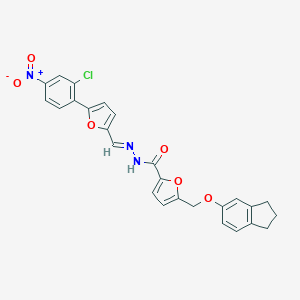 molecular formula C26H20ClN3O6 B449803 N'-[(5-{2-chloro-4-nitrophenyl}-2-furyl)methylene]-5-[(2,3-dihydro-1H-inden-5-yloxy)methyl]-2-furohydrazide 