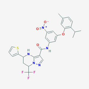 N-[3-(5-methyl-2-propan-2-ylphenoxy)-5-nitrophenyl]-5-thiophen-2-yl-7-(trifluoromethyl)-4,5,6,7-tetrahydropyrazolo[1,5-a]pyrimidine-3-carboxamide