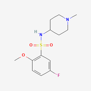 molecular formula C13H19FN2O3S B4498070 5-FLUORO-2-METHOXY-N-(1-METHYLPIPERIDIN-4-YL)BENZENE-1-SULFONAMIDE 