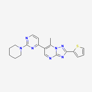 molecular formula C19H19N7S B4498086 4-[7-METHYL-2-(THIOPHEN-2-YL)-[1,2,4]TRIAZOLO[1,5-A]PYRIMIDIN-6-YL]-2-(PIPERIDIN-1-YL)PYRIMIDINE 