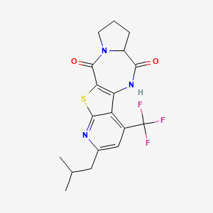 14-(2-methylpropyl)-12-(trifluoromethyl)-17-thia-3,9,15-triazatetracyclo[8.7.0.03,7.011,16]heptadeca-1(10),11,13,15-tetraene-2,8-dione