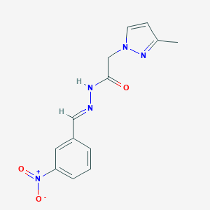 molecular formula C13H13N5O3 B449819 N'-{3-nitrobenzylidene}-2-(3-methyl-1H-pyrazol-1-yl)acetohydrazide 