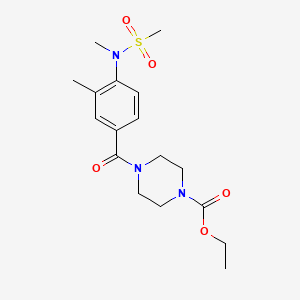 molecular formula C17H25N3O5S B4498212 ethyl 4-{3-methyl-4-[methyl(methylsulfonyl)amino]benzoyl}-1-piperazinecarboxylate 