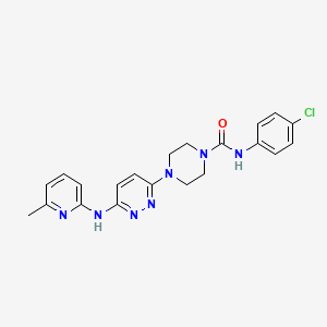 molecular formula C21H22ClN7O B4498284 N-(4-chlorophenyl)-4-{6-[(6-methyl-2-pyridinyl)amino]-3-pyridazinyl}-1-piperazinecarboxamide 