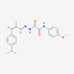 molecular formula C22H25N3O3 B449830 2-{2-[3-(4-isopropylphenyl)-2-methyl-2-propenylidene]hydrazino}-N-(4-methoxyphenyl)-2-oxoacetamide 