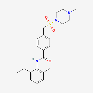 molecular formula C22H29N3O3S B4498323 N-(2-ethyl-6-methylphenyl)-4-{[(4-methyl-1-piperazinyl)sulfonyl]methyl}benzamide 