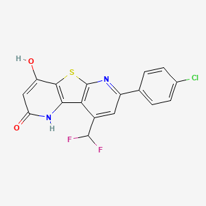 molecular formula C17H9ClF2N2O2S B4498342 11-(4-chlorophenyl)-13-(difluoromethyl)-6-hydroxy-8-thia-3,10-diazatricyclo[7.4.0.02,7]trideca-1(9),2(7),5,10,12-pentaen-4-one 