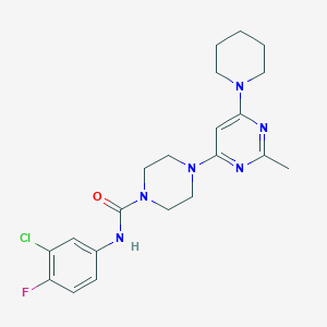 molecular formula C21H26ClFN6O B4498349 N-(3-chloro-4-fluorophenyl)-4-[2-methyl-6-(1-piperidinyl)-4-pyrimidinyl]-1-piperazinecarboxamide 