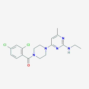 molecular formula C18H21Cl2N5O B4498357 4-[4-(2,4-dichlorobenzoyl)-1-piperazinyl]-N-ethyl-6-methyl-2-pyrimidinamine 