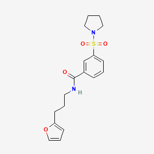 N-[3-(FURAN-2-YL)PROPYL]-3-(PYRROLIDINE-1-SULFONYL)BENZAMIDE