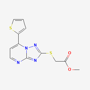 molecular formula C12H10N4O2S2 B4498434 methyl 2-{[7-(2-thienyl)[1,2,4]triazolo[1,5-a]pyrimidin-2-yl]sulfanyl}acetate 