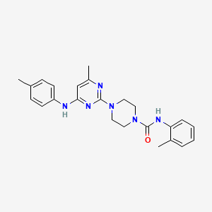 molecular formula C24H28N6O B4498452 4-{4-methyl-6-[(4-methylphenyl)amino]-2-pyrimidinyl}-N-(2-methylphenyl)-1-piperazinecarboxamide 