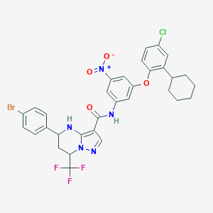 molecular formula C32H28BrClF3N5O4 B449847 5-(4-bromophenyl)-N-{3-(4-chloro-2-cyclohexylphenoxy)-5-nitrophenyl}-7-(trifluoromethyl)-4,5,6,7-tetrahydropyrazolo[1,5-a]pyrimidine-3-carboxamide 