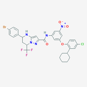 molecular formula C32H28BrClF3N5O4 B449848 5-(4-bromophenyl)-N-{3-(4-chloro-2-cyclohexylphenoxy)-5-nitrophenyl}-7-(trifluoromethyl)-4,5,6,7-tetrahydropyrazolo[1,5-a]pyrimidine-2-carboxamide 