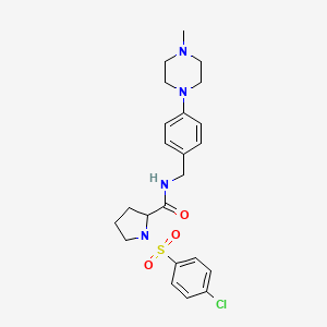 molecular formula C23H29ClN4O3S B4498570 1-[(4-chlorophenyl)sulfonyl]-N-[4-(4-methyl-1-piperazinyl)benzyl]prolinamide 