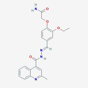 molecular formula C22H22N4O4 B449858 2-{2-ethoxy-4-[(E)-{2-[(2-methylquinolin-4-yl)carbonyl]hydrazinylidene}methyl]phenoxy}acetamide 