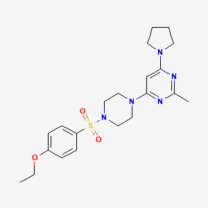 molecular formula C21H29N5O3S B4498595 4-[4-(4-Ethoxybenzenesulfonyl)piperazin-1-YL]-2-methyl-6-(pyrrolidin-1-YL)pyrimidine 