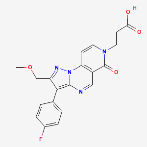 molecular formula C20H17FN4O4 B4498672 3-[3-(4-fluorophenyl)-2-(methoxymethyl)-6-oxopyrazolo[1,5-a]pyrido[3,4-e]pyrimidin-7(6H)-yl]propanoic acid 