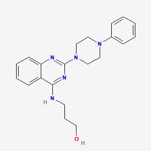 molecular formula C21H25N5O B4498712 3-{[2-(4-phenyl-1-piperazinyl)-4-quinazolinyl]amino}-1-propanol 