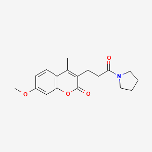 molecular formula C18H21NO4 B4498735 7-methoxy-4-methyl-3-[3-oxo-3-(pyrrolidin-1-yl)propyl]-2H-chromen-2-one 