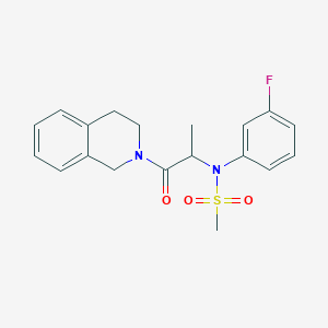 molecular formula C19H21FN2O3S B4498760 N-(3-FLUOROPHENYL)-N-[1-OXO-1-(1,2,3,4-TETRAHYDROISOQUINOLIN-2-YL)PROPAN-2-YL]METHANESULFONAMIDE 