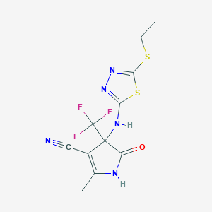 4-{[5-(ethylthio)-1,3,4-thiadiazol-2-yl]amino}-2-methyl-5-oxo-4-(trifluoromethyl)-4,5-dihydro-1H-pyrrole-3-carbonitrile