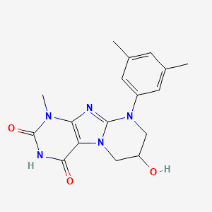 molecular formula C17H19N5O3 B4498799 9-(3,5-dimethylphenyl)-4,7-dihydroxy-1-methyl-6,7,8,9-tetrahydropyrimido[2,1-f]purin-2(1H)-one 