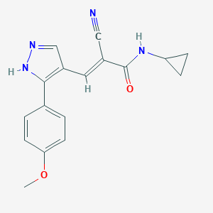 molecular formula C17H16N4O2 B449880 2-cyano-N-cyclopropyl-3-[3-(4-methoxyphenyl)-1H-pyrazol-4-yl]acrylamide 
