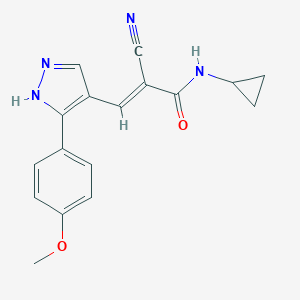 molecular formula C17H16N4O2 B449880 (2E)-2-cyano-N-cyclopropyl-3-[3-(4-methoxyphenyl)-1H-pyrazol-4-yl]prop-2-enamide 