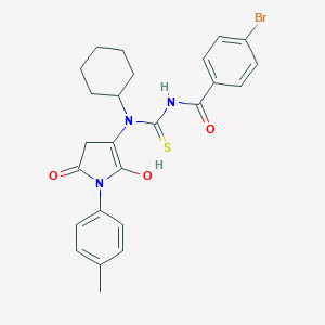 molecular formula C25H26BrN3O3S B449883 4-bromo-N-{cyclohexyl[2-hydroxy-1-(4-methylphenyl)-5-oxo-4,5-dihydro-1H-pyrrol-3-yl]carbamothioyl}benzamide 