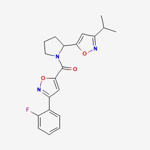 5-{1-[3-(2-Fluorophenyl)-1,2-oxazole-5-carbonyl]pyrrolidin-2-YL}-3-(propan-2-YL)-1,2-oxazole