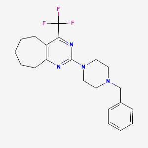 molecular formula C21H25F3N4 B4498883 1-BENZYL-4-[4-(TRIFLUOROMETHYL)-5H,6H,7H,8H,9H-CYCLOHEPTA[D]PYRIMIDIN-2-YL]PIPERAZINE 