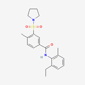 molecular formula C21H26N2O3S B4498919 N-(2-ethyl-6-methylphenyl)-4-methyl-3-(1-pyrrolidinylsulfonyl)benzamide 