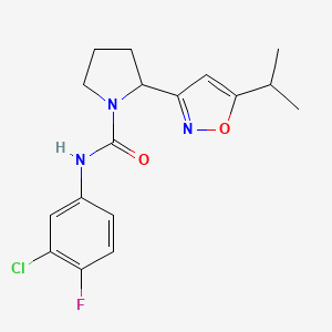 N-(3-Chloro-4-fluorophenyl)-2-[5-(propan-2-YL)-1,2-oxazol-3-YL]pyrrolidine-1-carboxamide