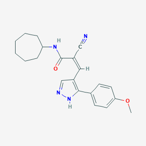 2-cyano-N-cycloheptyl-3-[3-(4-methoxyphenyl)-1H-pyrazol-4-yl]acrylamide