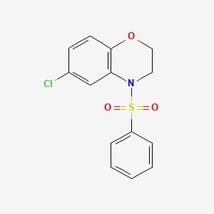 molecular formula C14H12ClNO3S B4499030 6-chloro-4-(phenylsulfonyl)-3,4-dihydro-2H-1,4-benzoxazine 