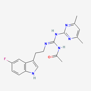 molecular formula C19H21FN6O B4499065 N-[(E)-[(4,6-dimethylpyrimidin-2-yl)amino]{[2-(5-fluoro-1H-indol-3-yl)ethyl]amino}methylidene]acetamide 