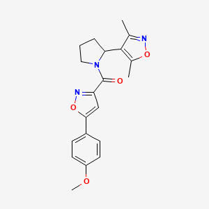 molecular formula C20H21N3O4 B4499090 4-{1-[5-(4-Methoxyphenyl)-1,2-oxazole-3-carbonyl]pyrrolidin-2-YL}-3,5-dimethyl-1,2-oxazole 