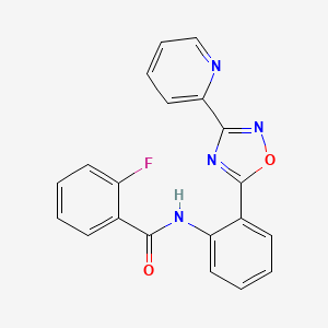 molecular formula C20H13FN4O2 B4499103 2-fluoro-N-{2-[3-(2-pyridinyl)-1,2,4-oxadiazol-5-yl]phenyl}benzamide 