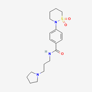 molecular formula C18H27N3O3S B4499131 4-(1,1-dioxido-1,2-thiazinan-2-yl)-N-[3-(1-pyrrolidinyl)propyl]benzamide 