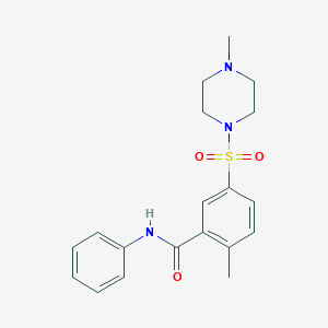 molecular formula C19H23N3O3S B4499146 2-methyl-5-[(4-methyl-1-piperazinyl)sulfonyl]-N-phenylbenzamide 