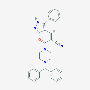 molecular formula C30H27N5O B449915 2-[(4-benzhydryl-1-piperazinyl)carbonyl]-3-(3-phenyl-1H-pyrazol-4-yl)acrylonitrile 