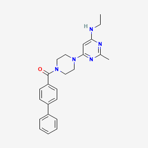 molecular formula C24H27N5O B4499197 6-[4-(4-biphenylylcarbonyl)-1-piperazinyl]-N-ethyl-2-methyl-4-pyrimidinamine 