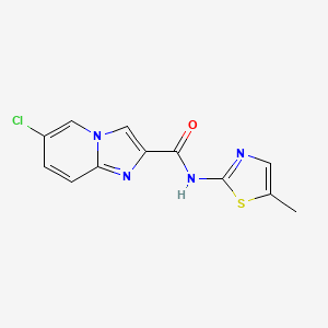 molecular formula C12H9ClN4OS B4499236 6-chloro-N-(5-methyl-1,3-thiazol-2-yl)imidazo[1,2-a]pyridine-2-carboxamide 