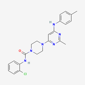 molecular formula C23H25ClN6O B4499265 N-(2-chlorophenyl)-4-{2-methyl-6-[(4-methylphenyl)amino]pyrimidin-4-yl}piperazine-1-carboxamide 